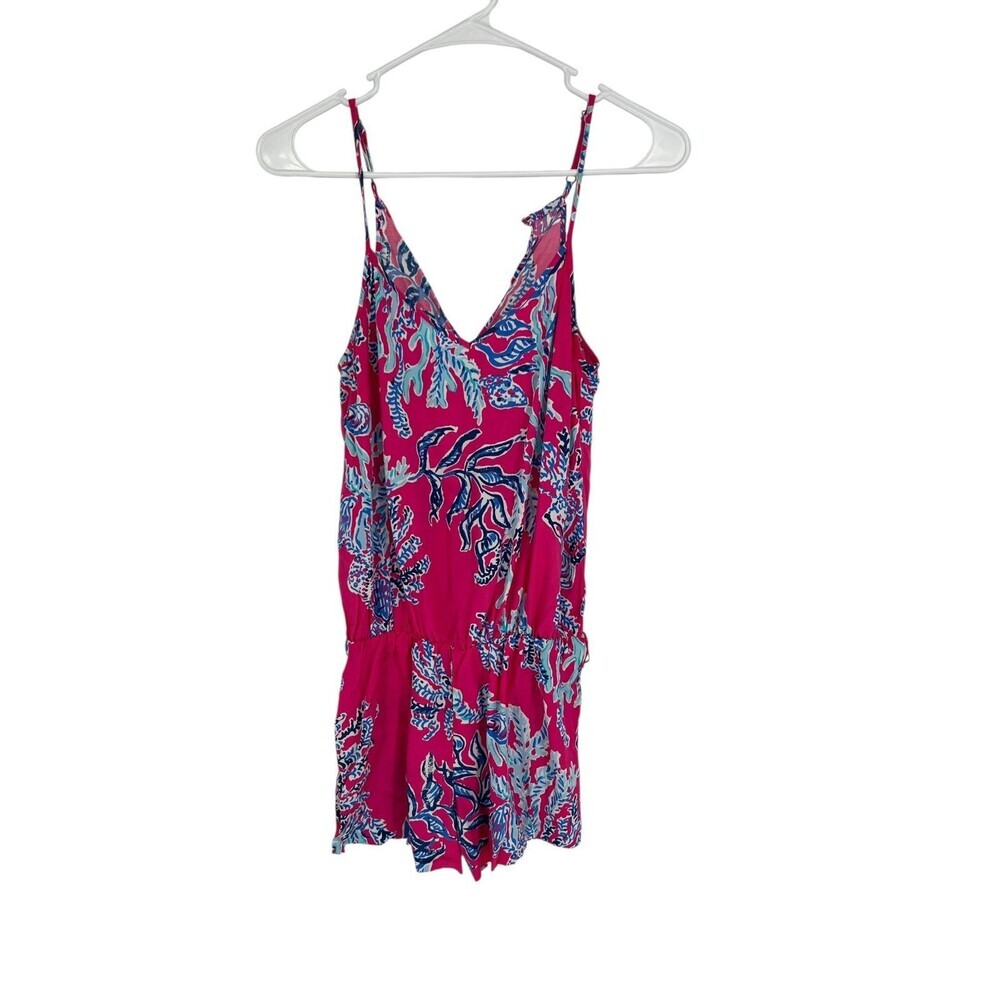 Lilly Pulitzer Colby Romper Women's Size Small Pink Blue Preppy Barbiecore